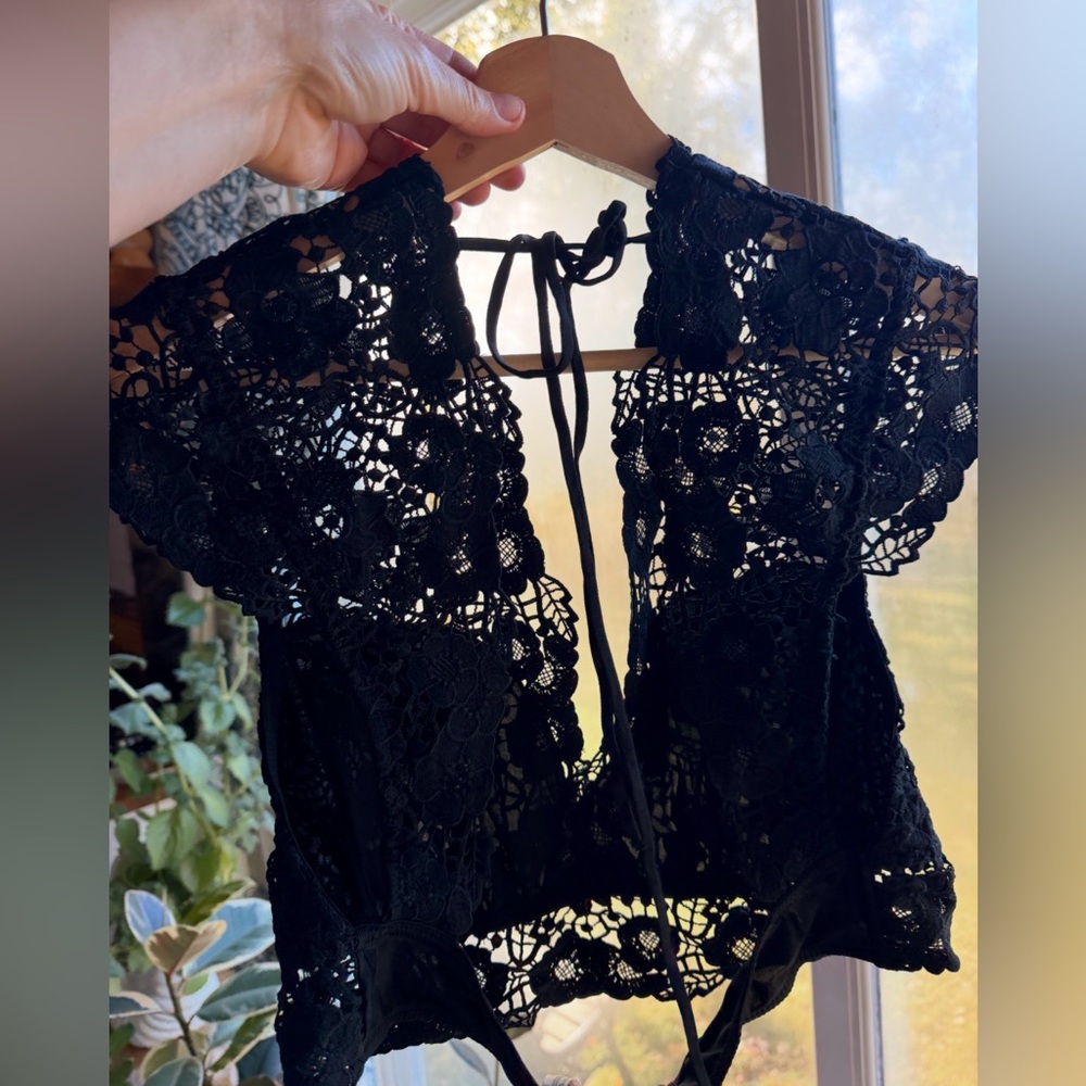 Anthropologie Lace Bustier Top Black Size Large - Picture 3 of 6